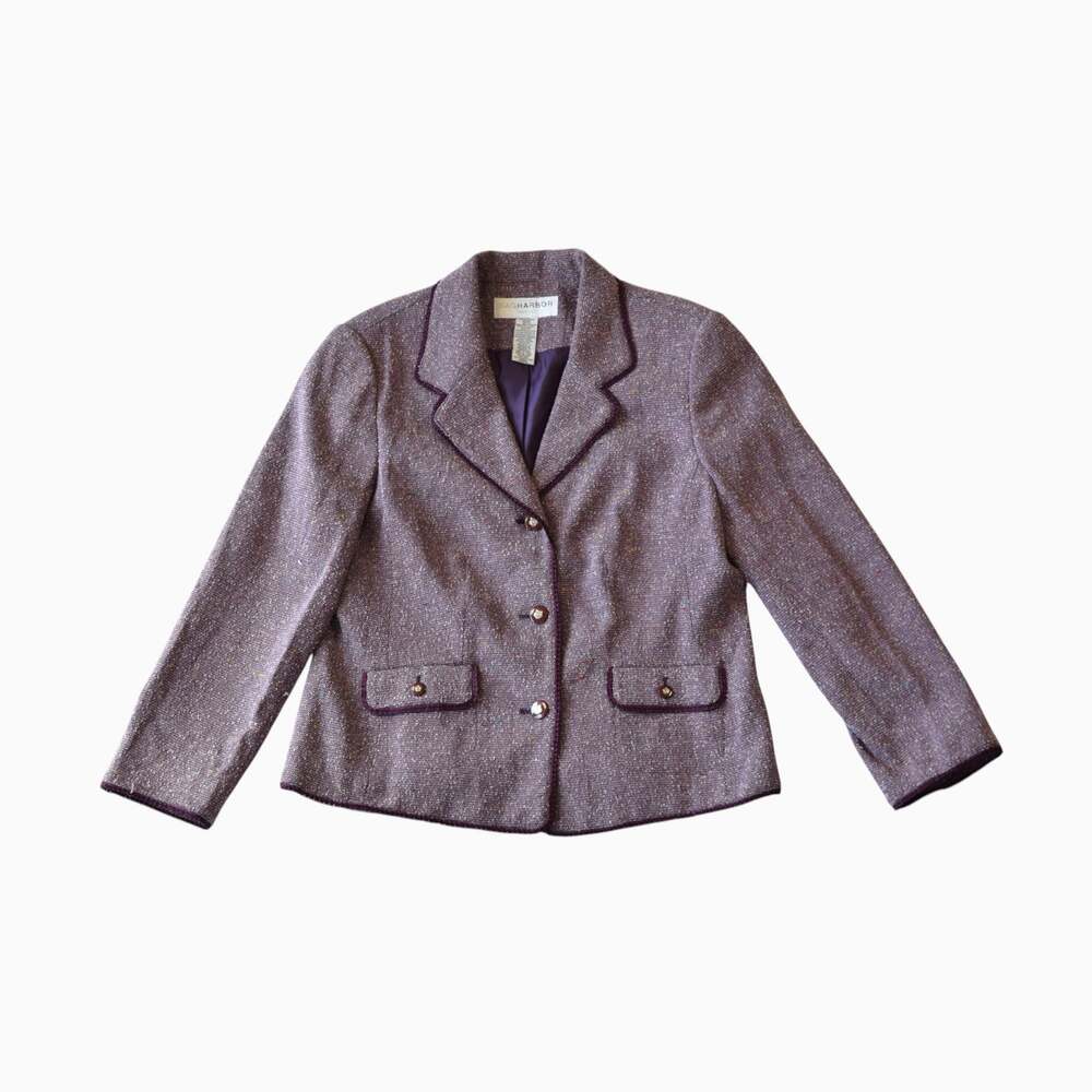 Y2K Purple Tweed Blazer Size 10 Petite